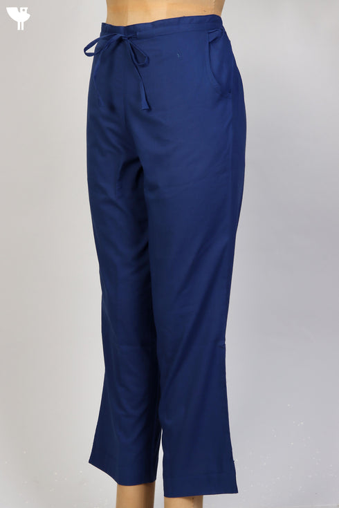 Cambric Cotton Pants In Inky Blue